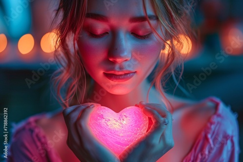 Pink Heartbeat: A Glowing Expression of Love and Affection Generative AI