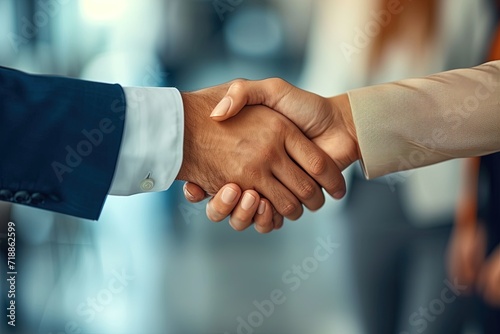 The businessmen shake hands after the meeting was successful and agreed upon. AI Generated © PHAISITSAWAN