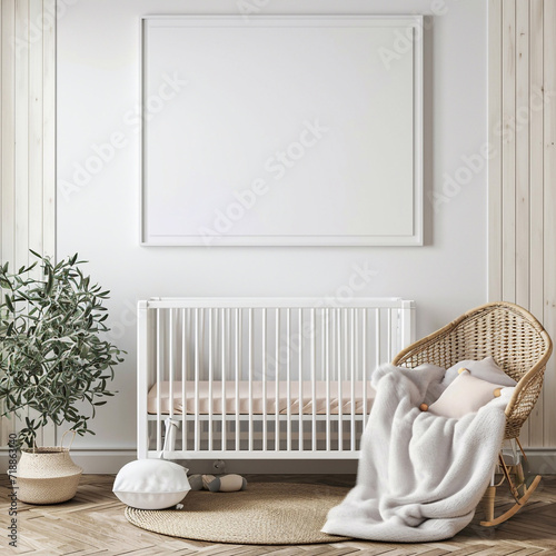 Children's room design, frame on the wall in the room