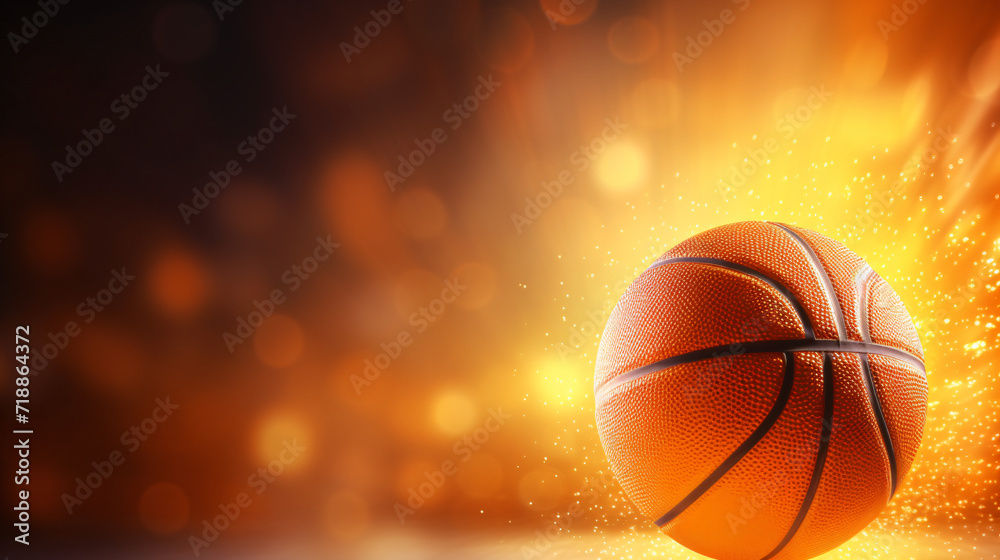 3d render ball hit basket basketball goal angle view