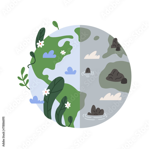 Pollution of nature with garbage concept