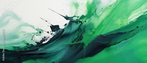 green with black and white abstract painting photo