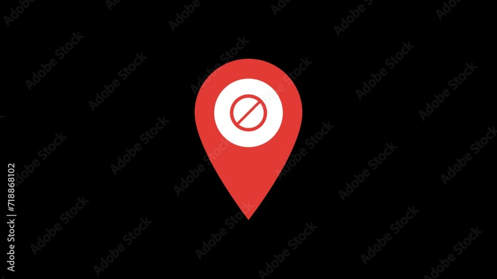 Prohibited Location pin Animation with transparent background Prohibited Location pin Animation with transparent background