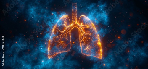 Lunging for the Stars: A Glowing Lung Illustration Generative AI