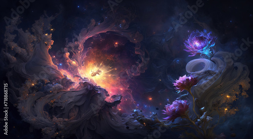 Complete madness. painting of the inconceivable and spectacular a scene. surreal mystical fantasy artwork. Generative AI