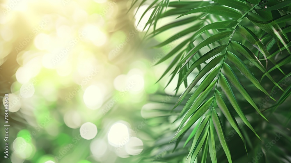 green palm leaf motion isolated on blurred soft bokeh light animation background in sunshine, abstract tropical vegetation backdrop concept with copy space for product presentation green palm leaf motion isolated on blurred soft bokeh light animation background in sunshine, abstract tropical vegetation backdrop concept with copy space for product presentation