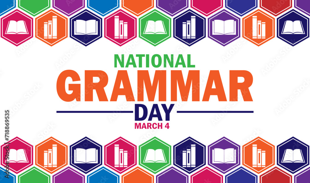 National Grammar Day Vector Template Design Illustration. March 4. Suitable for greeting card, poster and banner