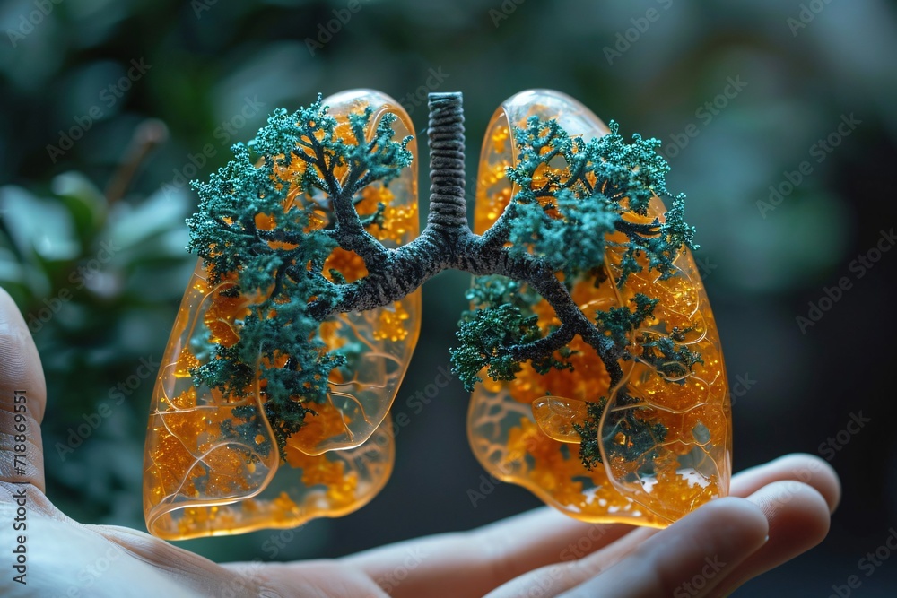 A Hand Holding a 3D Printed Lung Model: Celebrating World Lung Cancer Day Generative AI