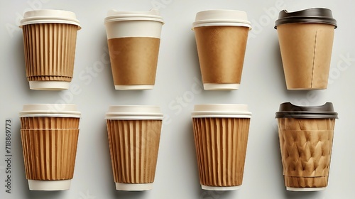 Craft paper cup on light background. AI generate illustration