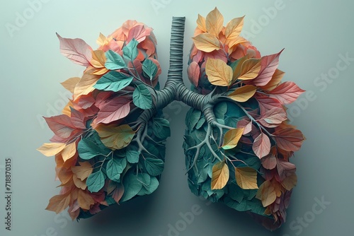Fall Foliage: A Colorful Lung Anatomy Artwork Generative AI photo