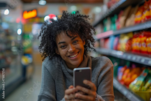 Smiling Customer Pays Seamlessly via Mobile App