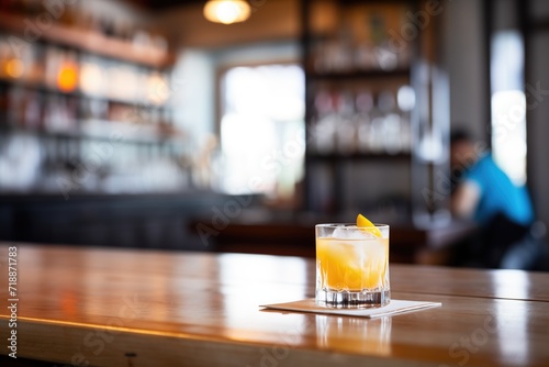 whiskey sour on a bar counter with blurred background © studioworkstock
