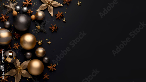 Luxurious Christmas balls on glowing bokeh background, Christmas and New Year minimalistic background