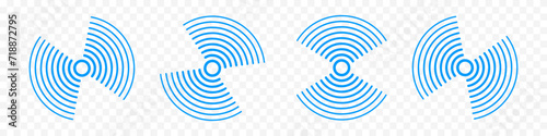Set of vector radar icons with editable strokes