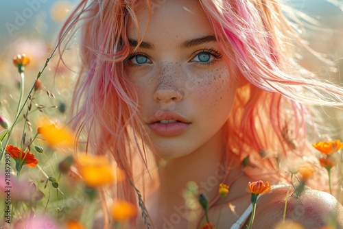 Pink Hair, Pink Lips, Pink Flowers: A Catchy, Optimized Adobe Stock Title for a Monthly Event Generative AI