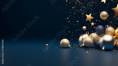 Luxurious Christmas balls on glowing bokeh background  Christmas and New Year minimalistic background
