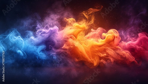 Colorful Smoke Clouds in the Sky: A Spectacular Sight for the Full Moon Event Generative AI © boopul