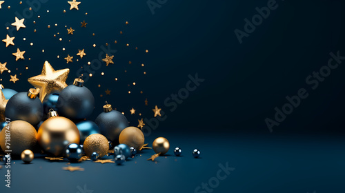 Luxurious Christmas balls on glowing bokeh background, Christmas and New Year minimalistic background