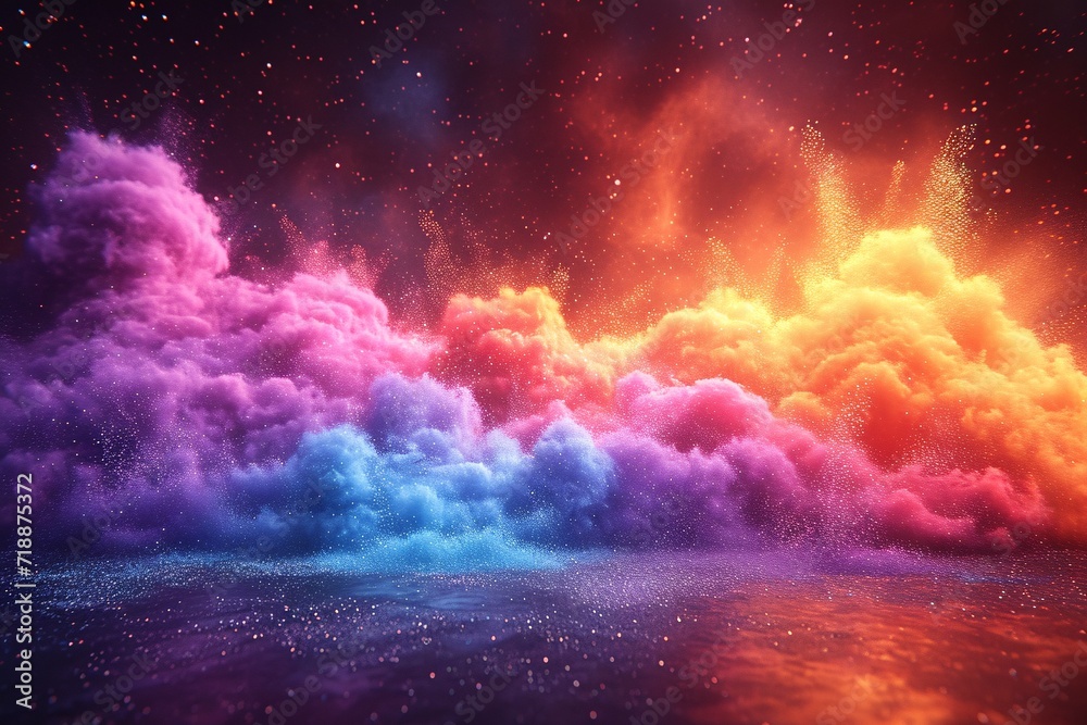 Pink and Purple Smoke Clouds in the Sky: A Colorful and Vibrant Display for the Month of April Generative AI