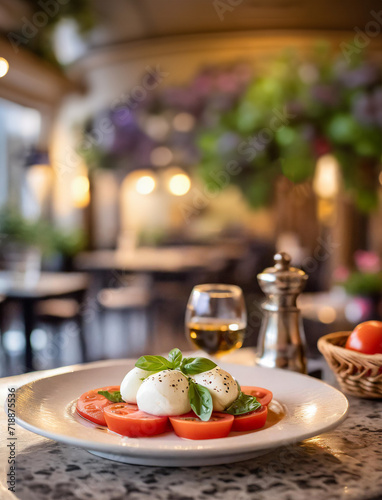 Caprese salad on a table for lunch