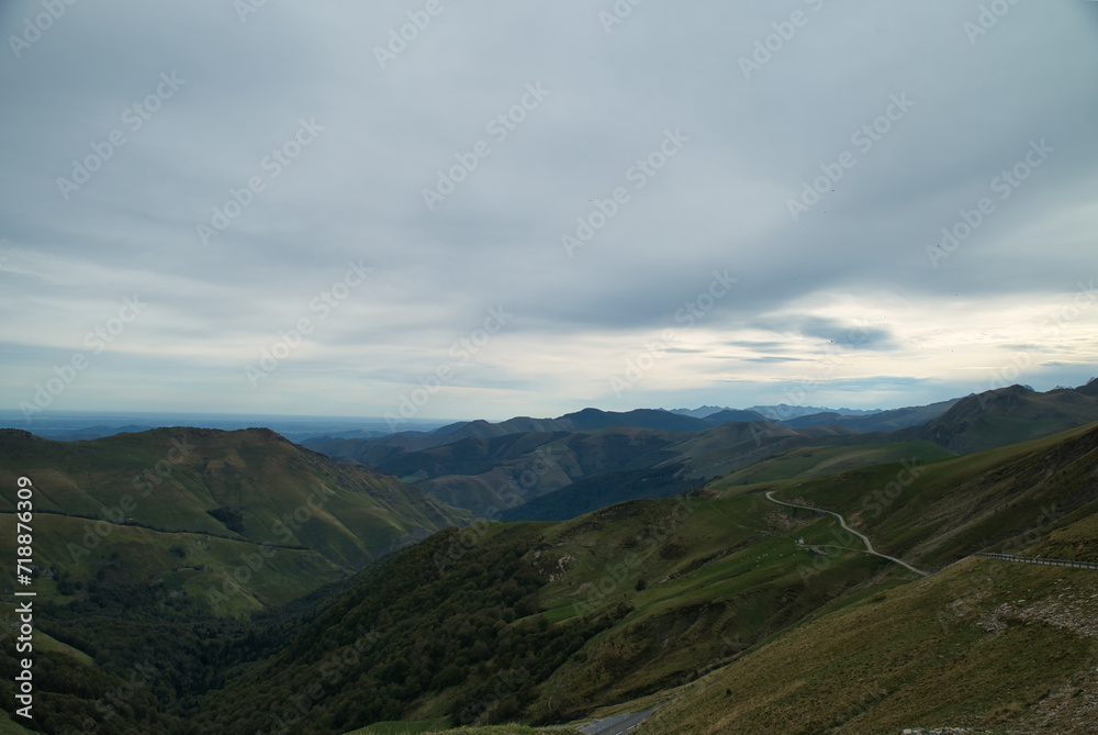 Fototapeta premium Puerto de larrau, mountain pass on the border between France and Spain, between the department of Pyrénées-Atlantiques, France and Navarre. 