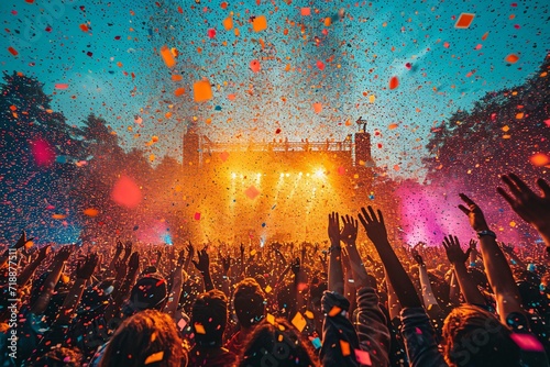 Neon Night at the Concert: A Colorful Celebration of Music and Light Generative AI