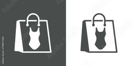 Logo con silueta de traje de baño de mujer en bolsa de la compra de papel