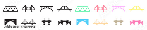bridge construction icon, arch concrete steel structure bridge frame works