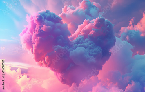 Dreamy heart cloud formation in vibrant sunset colors, suitable for romantic book covers and Valentine's day promotions