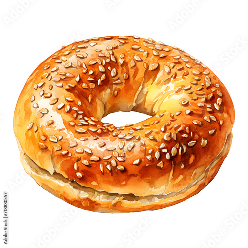 Bagel bread water color hi quality isolated on white background