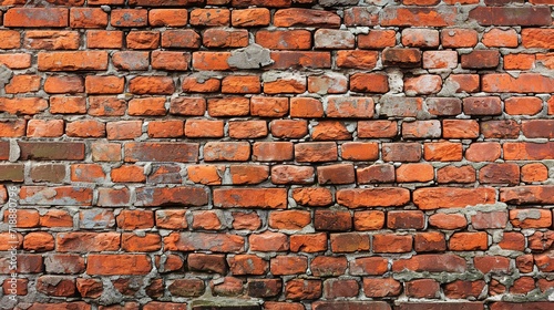 Old red brick wall background  wide panorama of masonry