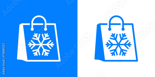 Logo con copo de nieve en bolsa de la compra de papel	