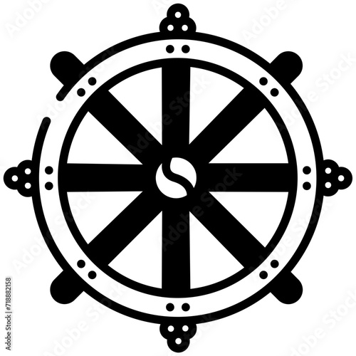 Dharma Wheel glyph and line vector illustration
