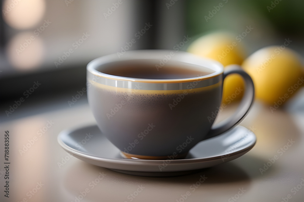 A cup of aromatic Earl Grey tea with a lemon twist