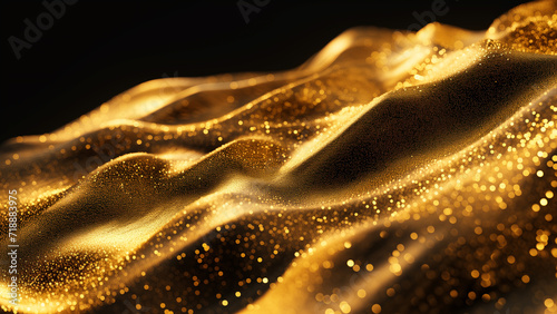 Ephemeral Elegance: Gold Sand Flowing in the Dark