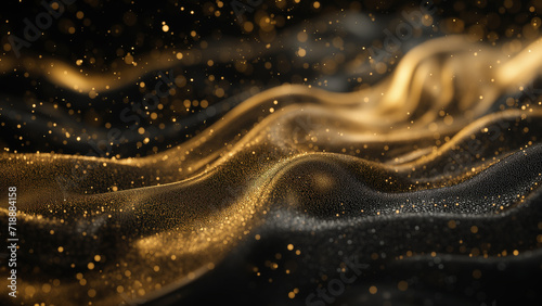 Ephemeral Elegance: Gold Sand Flowing in the Dark