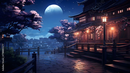 night anime japan background