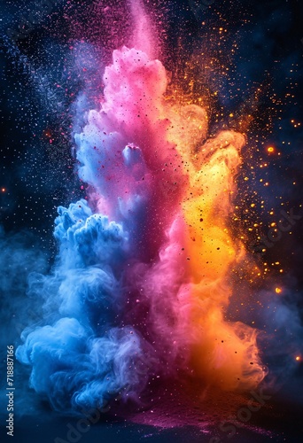 Colorful Explosion of Pink, Blue, and Orange: A Spectacular Splash for the Month of April Generative AI