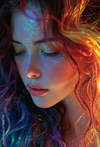 Glowing Goddess: A Rainbow of Beauty and Talent Generative AI