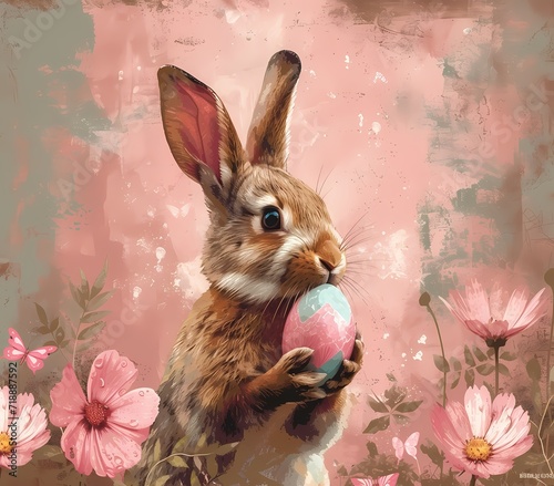 Rabbit for Easter illustrations background and wallpaper