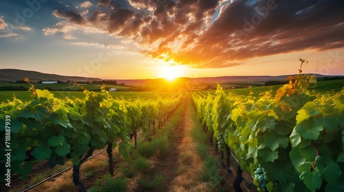 Picturesque countryside farm with rolling hills in summer , Picturesque countryside farm, rolling hills, summer