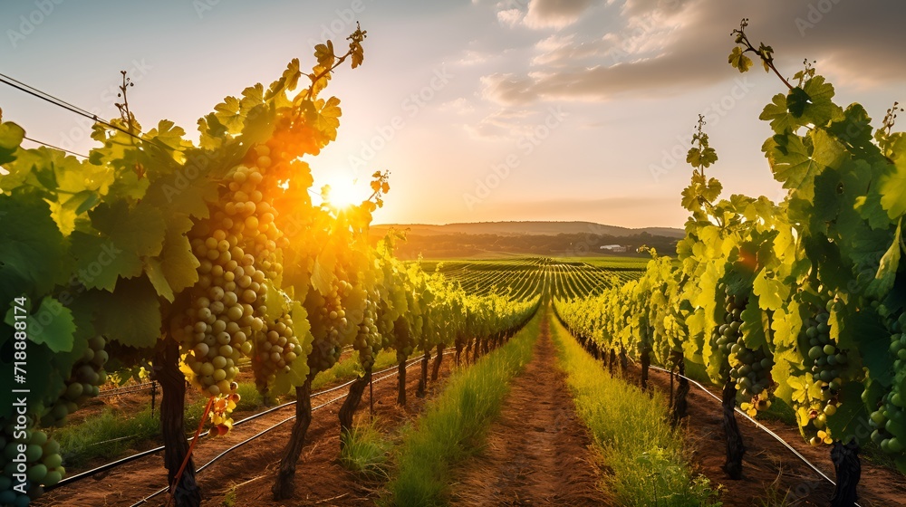 Fototapeta premium Picturesque countryside farm with rolling hills in summer , Picturesque countryside farm, rolling hills, summer