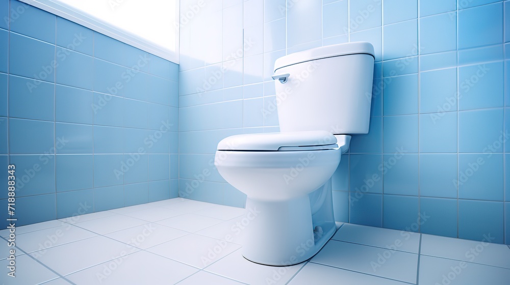Clean toilet with a spotlight effect from outside. generative AI Clean toilet with a spotlight effect from outside. generative AI