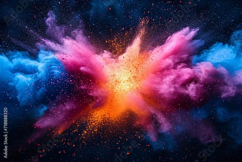 Colorful Explosion in the Dark of the Month Generative AI © vinod