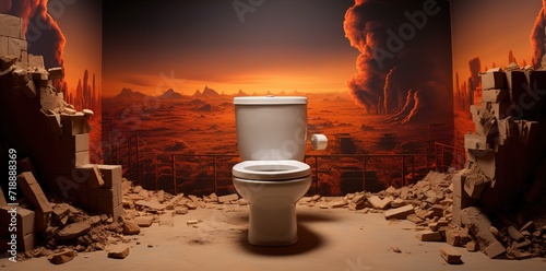 Illustration of a toilet with a unique design. generative AI photo