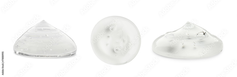Samples of cosmetic gel isolated on white, set Samples of cosmetic gel isolated on white, set