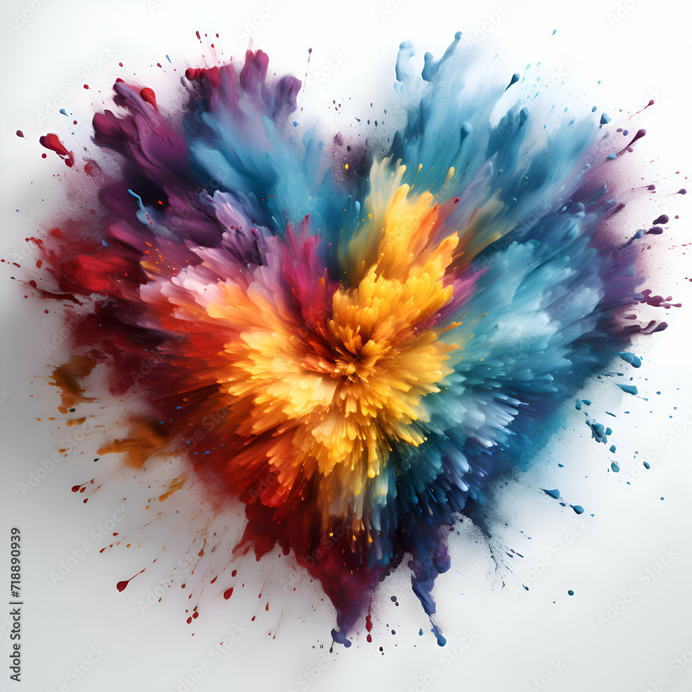 Colorful explosion of paint isolated on white background. Abstract colored background Colorful explosion of paint isolated on white background. Abstract colored background