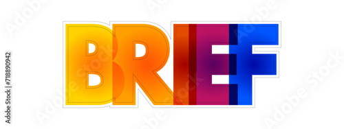 Brief - a set of instructions given to a person about a job or task, colorful text concept background