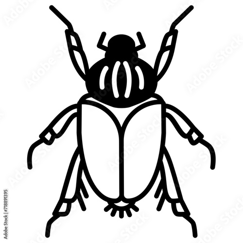 Goliath beetle glyph and line vector illustration