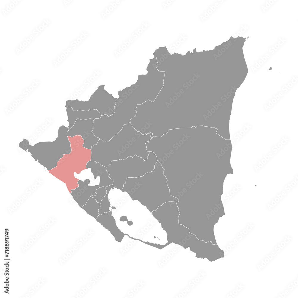Leon Department map, administrative division of Nicaragua. Vector illustration.